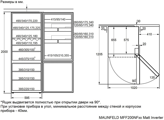 Схема встраивания Maunfeld MFF200NFW Matt Inverter