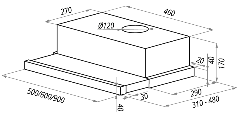 Maunfeld VS Light 50 Gl Black Glass B.1
