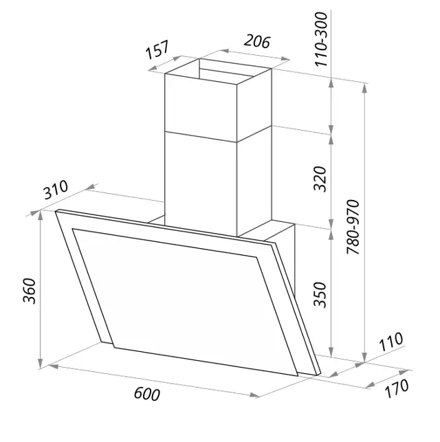 Maunfeld TOWER TOUCH 60 White Glass Black.1