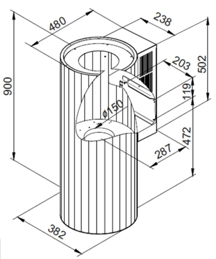 Схема встраивания Maunfeld Adelaide 39 Wall Inox