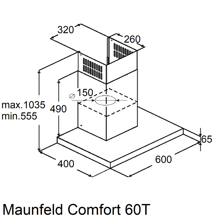 Схема встраивания Maunfeld Comfort 60 T Black