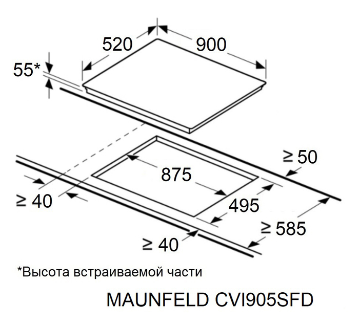 Схема встраивания Maunfeld CVI905SFBK LUX