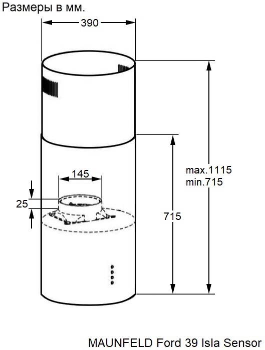 Схема встраивания Maunfeld Ford 39 Isla Sensor LED Black