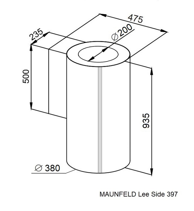 Схема встраивания Maunfeld LEE Side 397 нержавеющая сталь