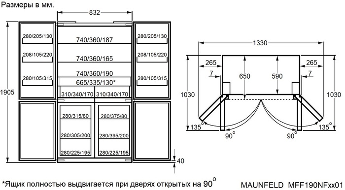 Схема встраивания Maunfeld MFF190NFSB01