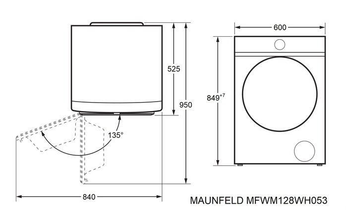 Схема встраивания Maunfeld MFWM128WH053