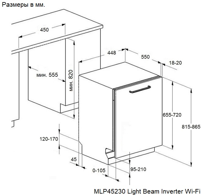 Схема встраивания Maunfeld MLP45230 Light Beam Inverter Wi-Fi