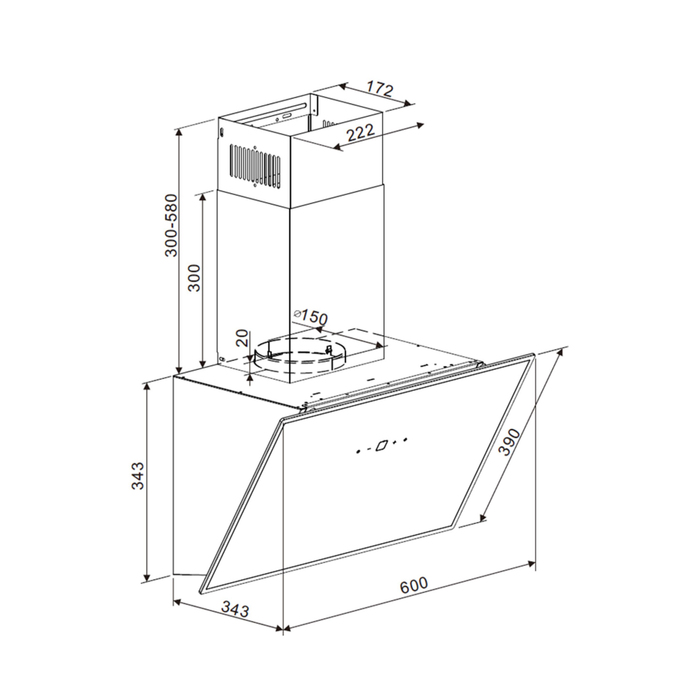 Схема встраивания Maunfeld EAGLE 850 60 Glass Black