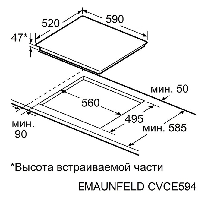 Схема встраивания Maunfeld CVCE594PBK