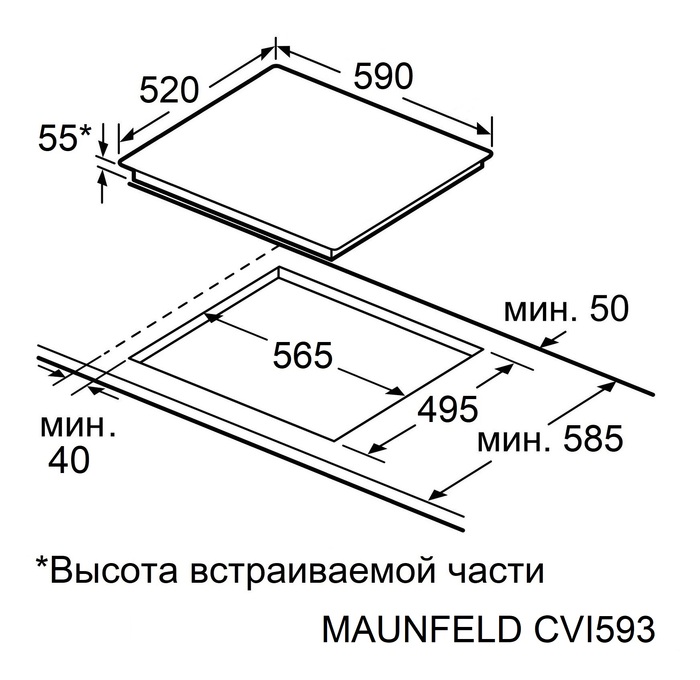 Схема встраивания Maunfeld CVI593SBBK