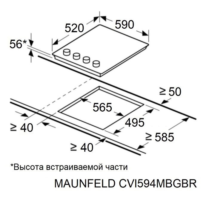 Схема встраивания Maunfeld CVI594MBGBR