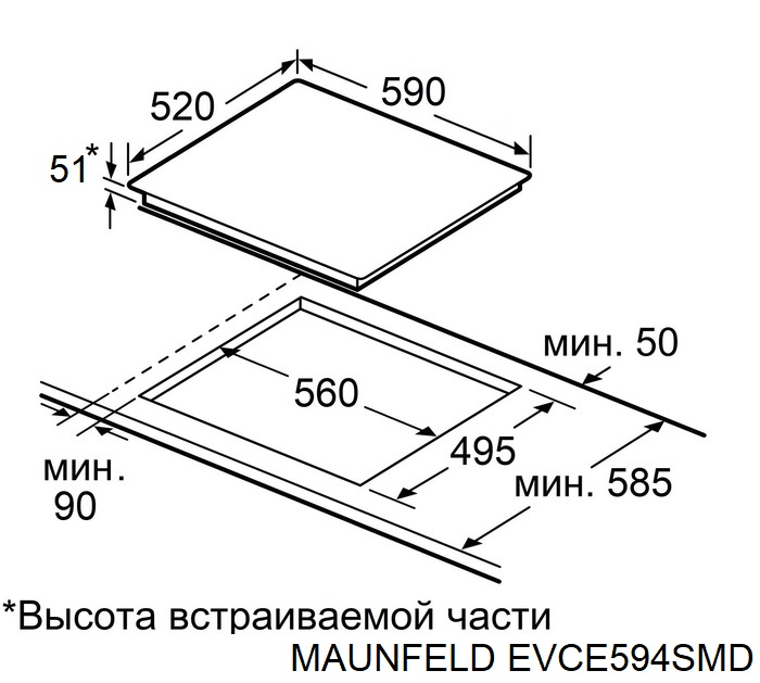 Схема встраивания Maunfeld EVCE594SMDPBK