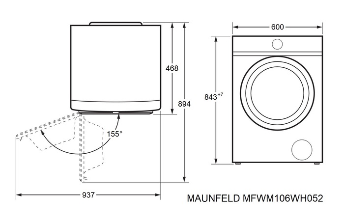 Схема встраивания Maunfeld MFWM106WH052