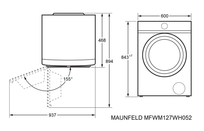 Схема встраивания Maunfeld MFWM127STWH06