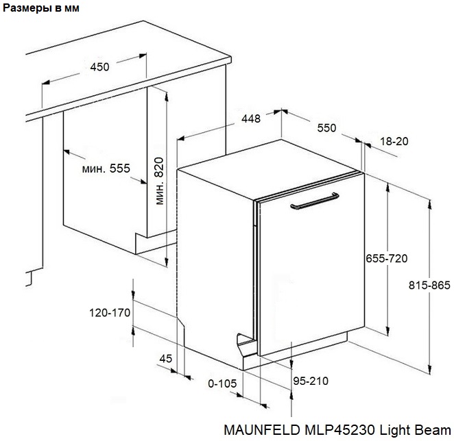 Схема встраивания Maunfeld MLP45230 Light Beam