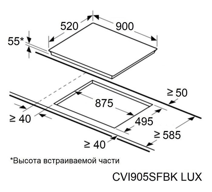 Схема встраивания Maunfeld CVI905SFBK LUX Inverter