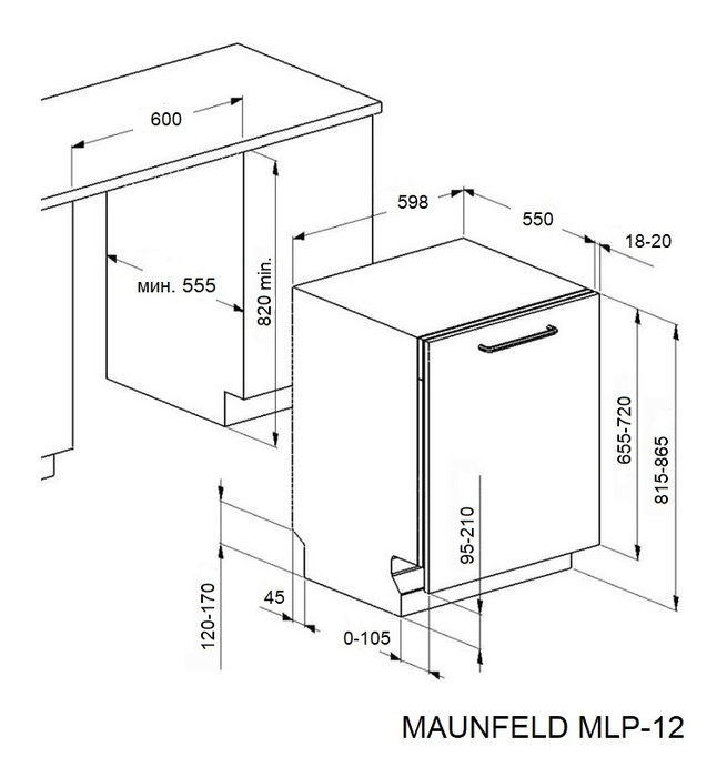 Схема встраивания Maunfeld MLP-122D Light Beam