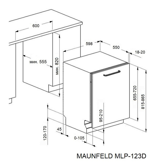 Схема встраивания Maunfeld MLP-123D Light Beam